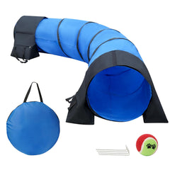 Rain Queen 10ft dog agility tunnel setup enables quick training sessions.