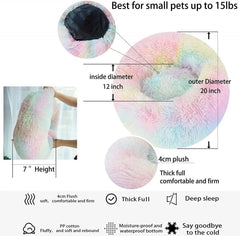 Rainbow Donut Bed raised edges support head and neck comfort