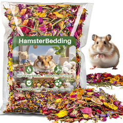 RAINFLOW hamster bedding flowers and herbs closeup, highlighting soft edible material for nesting
