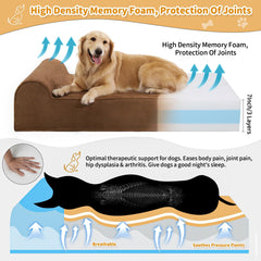 Rainmr bed close-up reveals seven-inch memory foam layers for extra comfort.