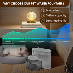 RainPOT automatic pet water fountain 3L reservoir for continuous drinking