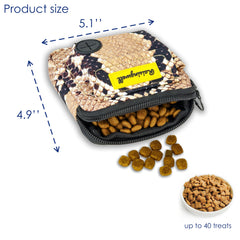 Raisingwell dog treat pouch attached to leash showing clip-on design