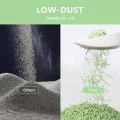 Raki Venus Tofu Cat Litter pellets close-up highlighting 1.8mm size and low tracking.