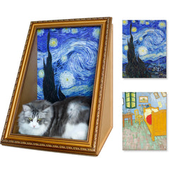 RAKKIHORU Cat Living in Famous Painting front view highlights an artful rest nook for felines.