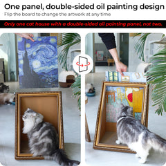 RAKKIHORU Double-Sided Oil Painting cat bed side view showcases mood-change art for living spaces.