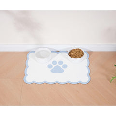 Ralxion scalloped-dog-feeding-mat absorbent-water-spill keeps floors dry.