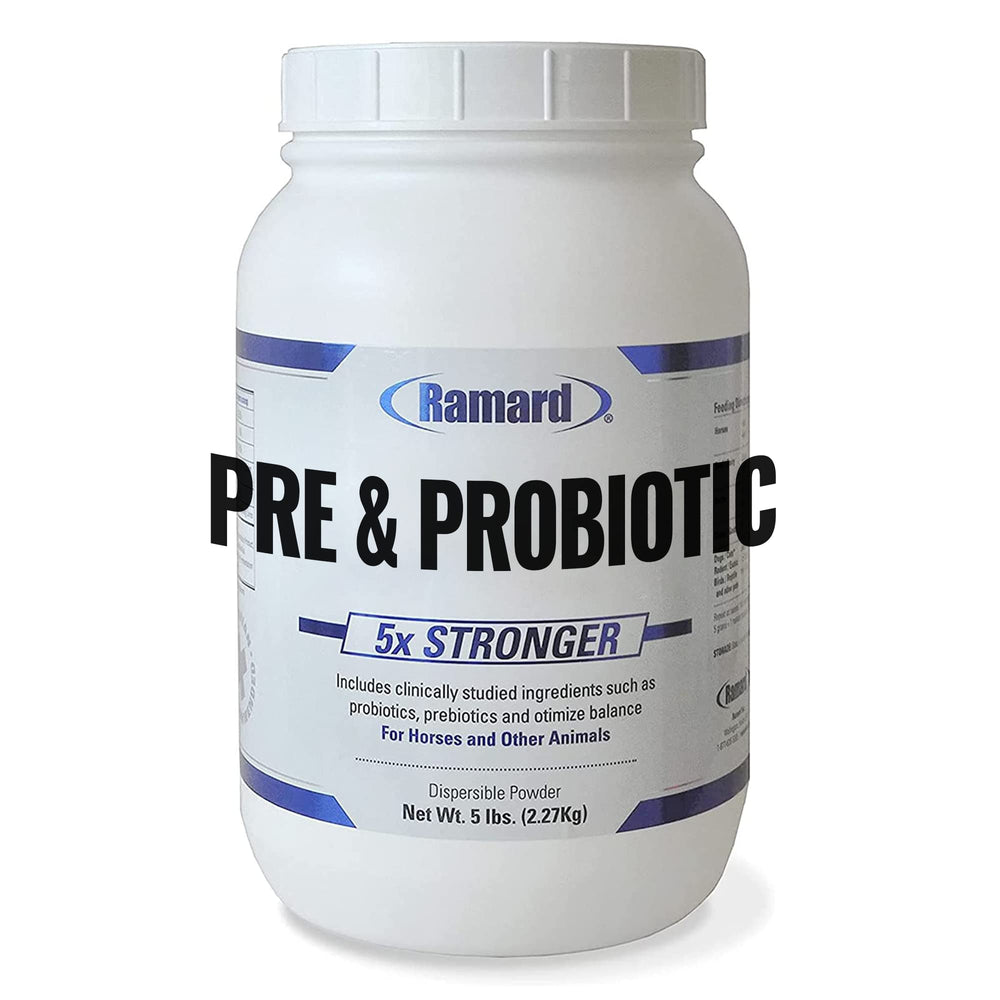 Ramard Total Prebiotic & Probiotic Equine Formula front packaging highlighting gut health support for horses