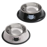 Rapsrk cat bowls 2-pack stainless steel with non-slip base for spill-free meals