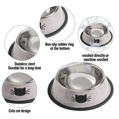 Rapsrk metal cat bowls with anti-slip base keeps feeding area clean