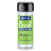 Raw Paws Boost goat milk powder packaging highlights USA-made quality for convenient pet toppers.