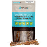 Raw Paws Lamb Pizzle Twists packaged closeup highlighting single-ingredient dog chew for healthy teeth.