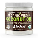 Raw Paws organic coconut oil 8oz bottle for dogs and cats – skin and coat support