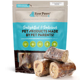 Raw Paws smoked beef marrow bones in packaging for long-lasting canine chewing sessions.