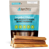 Raw Paws Standard Bully Sticks 6-inch packaging highlights low odor and long-lasting chew.