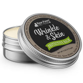 Raw Paws wrinkle and skin balm tub label, easy-to-use dog wrinkle care for folds.