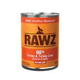 Rawz 96% carne en lata de pavo 12,5 oz para perros, opción sabrosa.