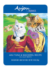 Rawz Aujou Aku tuna-mackerel pouch packaging with BPA-free lining for safer storage.