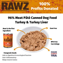 Rawz hígado de pavo en lata 12,5 oz para perros, sabor intenso.