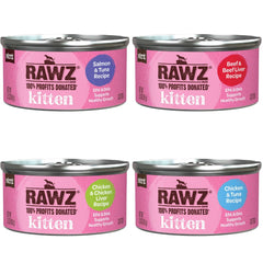 Rawz kitten pate chicken can close-up highlighting high meat content for carnivore appeal