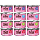 Rawz kitten pate salmon can close-up showing real meat and moisture for hydration