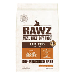 Rawz Meal Free Real Duck Recipe dogs bowl kibble in a bowl supports clean protein nutrition.