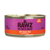 Rawz rabbit pate cans with rich texture for protein-rich cat meals.