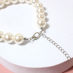 RayMinsino adorable pet pearl collar adjustable size close-up.