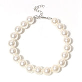 RayMinsino adorable pet pearl collar front view highlighting elegant everyday wear.