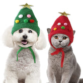 RayMinsino Christmas tree hat on small dog for festive holiday photos