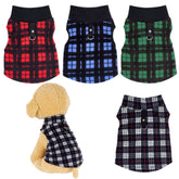 Rbenxia buffalo plaid dog sweater set with leash ring for easy winter walks.