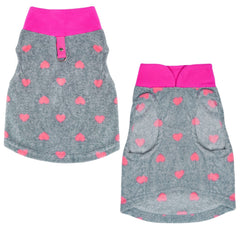 Rbenxia grey dog heart sweater back with leash ring for easy walks