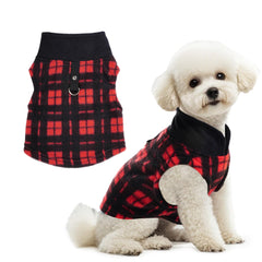 Rbenxia plaid dog sweater with leash ring for daily walks