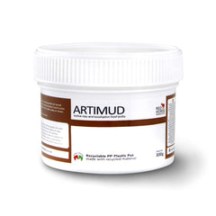 Red Horse Artimud label closeup highlights updated packaging for consistent hoof care.
