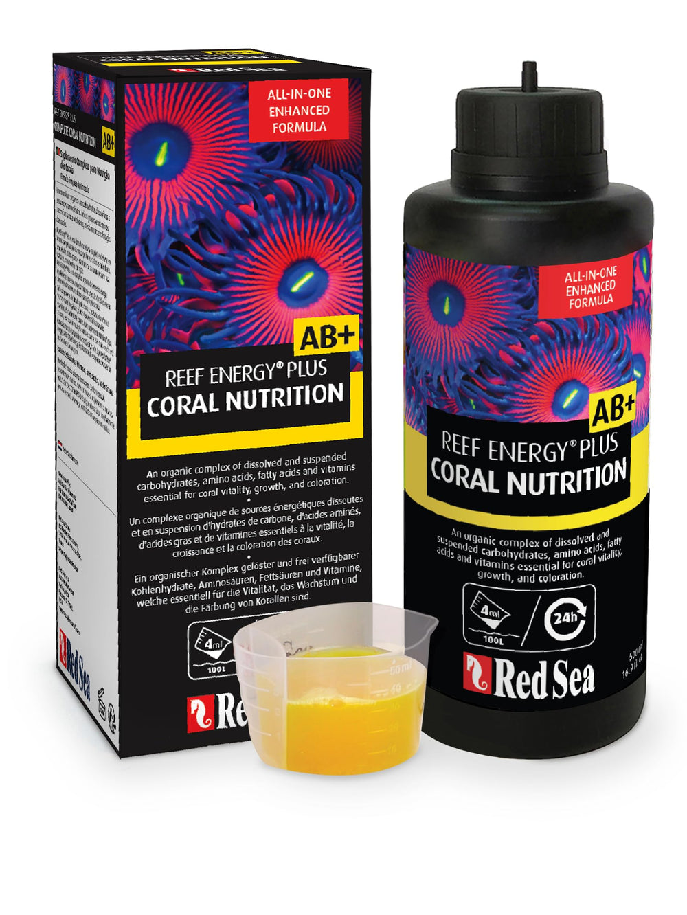 Red Sea Reef Energy Plus bottle for all-in-one coral nutrition and growth.