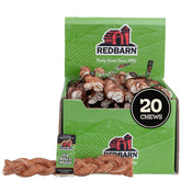 Redbarn 7inch braided bully stick closeup highlighting natural texture for durable dog chewing.