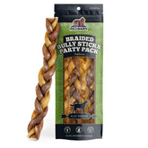 Redbarn braided bully sticks 8-12 inch pack, durable chew for medium and large dogs.