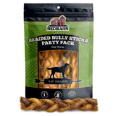 Redbarn braided bully sticks closeup show natural chew for satisfying boredom relief
