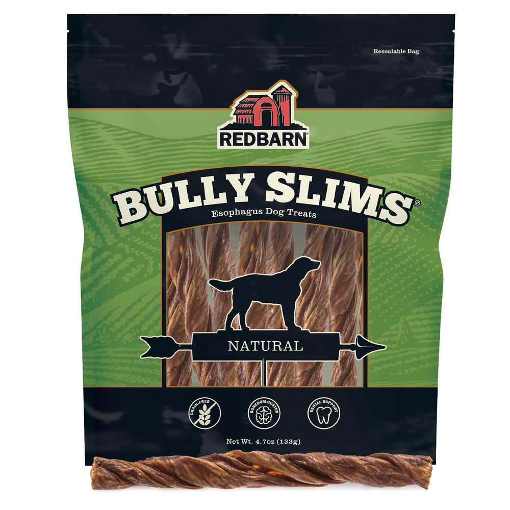Redbarn Bully Slims beef esophagus bag image—single-protein chew for dogs.
