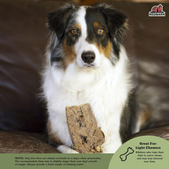 Closeup of braided beef lung texture from Redbarn Natural Choppers for rich chewing