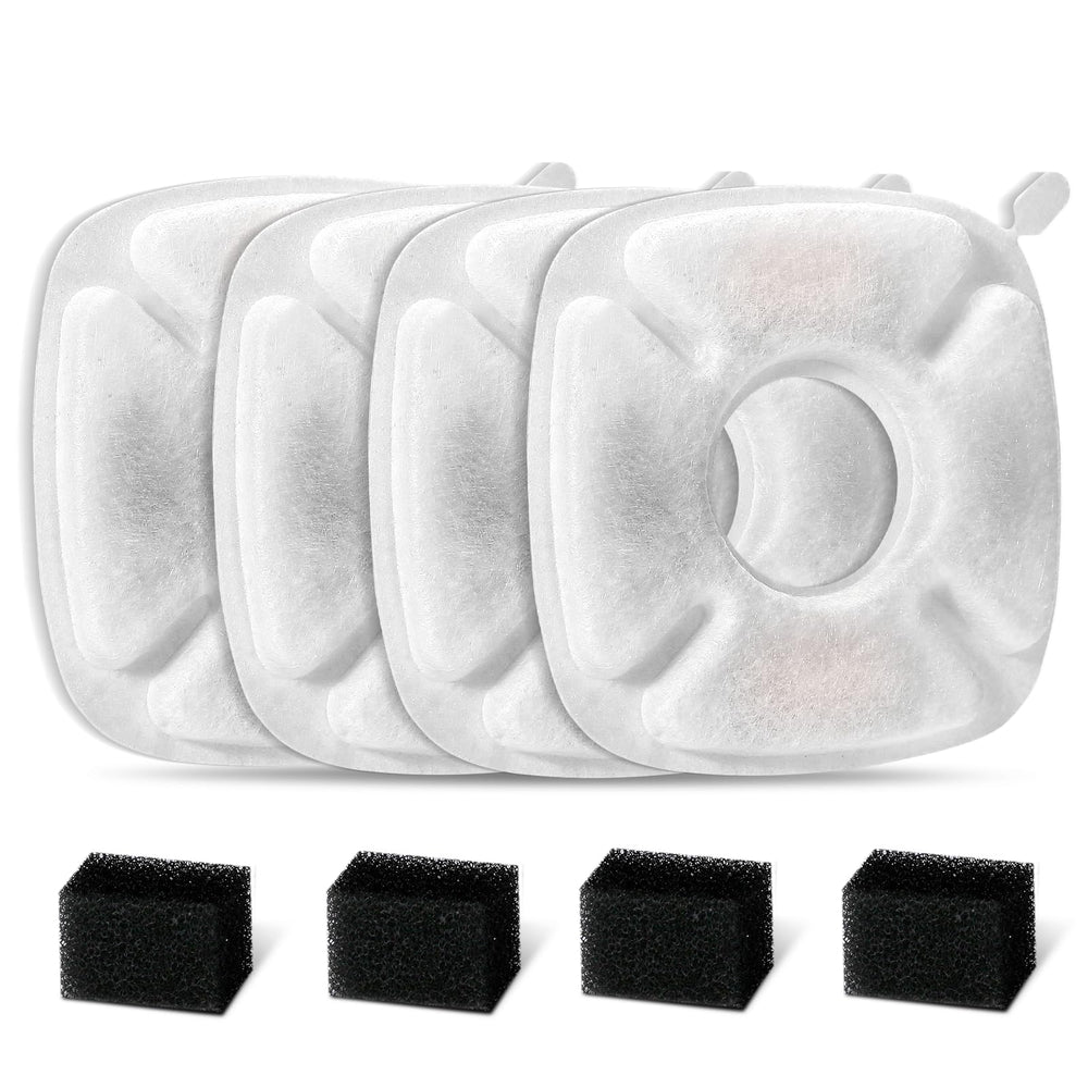 Redoso eight-pcs cat fountain filters pack showing carbon and sponge elements for clean, fresh water