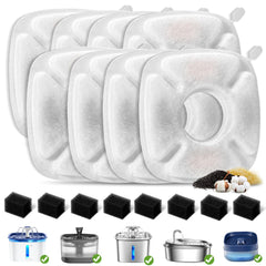Redoso 8-pack filters for Veken 95oz Bellflower fountain - cleaner drinking water for pets.
