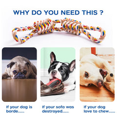 REFEVENO dental-cleaning rope toy demonstrates flossing fibers for healthy chewing.