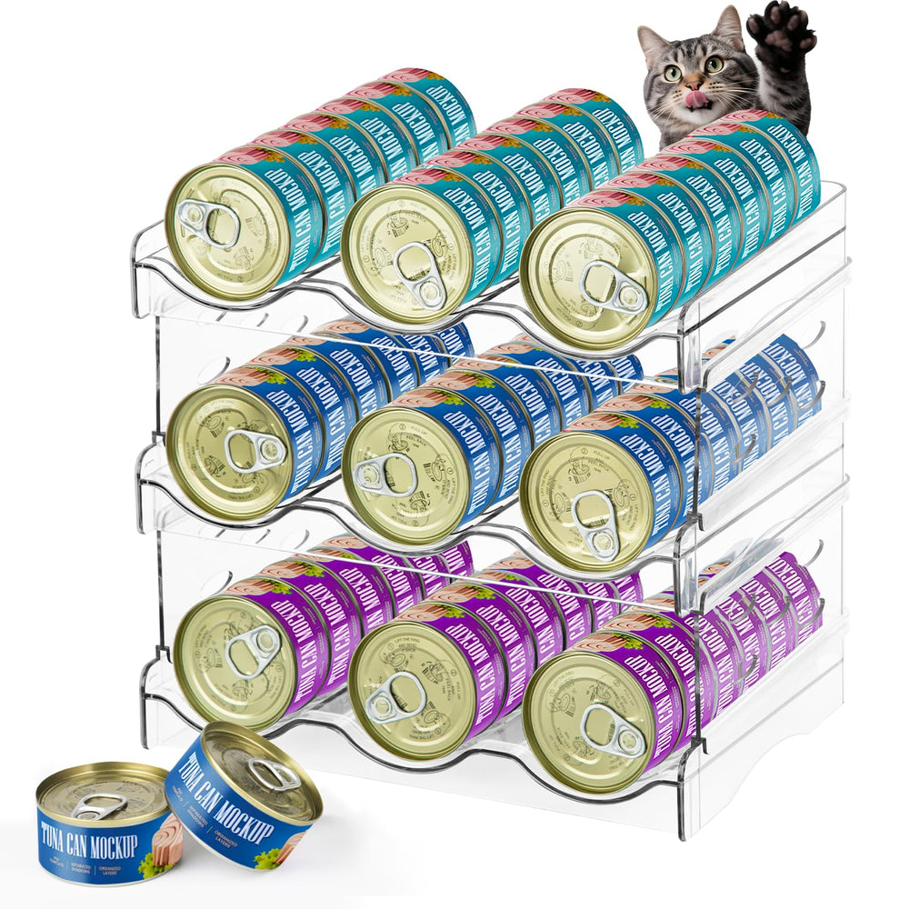 REFLYING cat food can organizer transparent front view for quick access