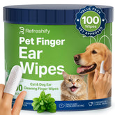 Refreshify dog ear wipes 100-pack mint scent for easy at-home ear cleanup.