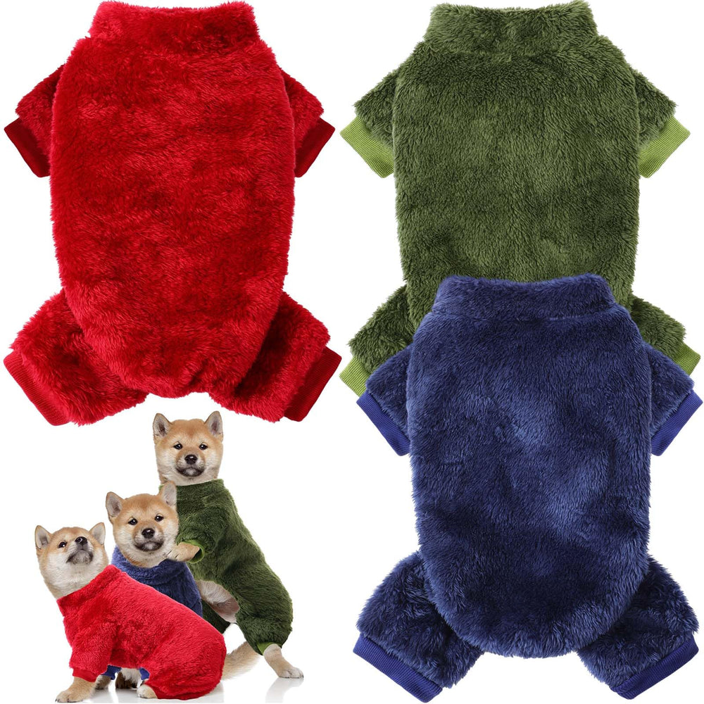 Reginary dog pajamas winter pack in three colors keeps small dogs warm during walks.