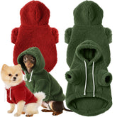 Reginary two-pcs fuzzy dog hoodie green front view, warmth for cold days.