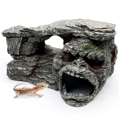 relaqcc Gecko Hide Rock Den with natural cave texture for a secure reptile retreat