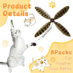 Relaxgiant cat feather propeller refill in motion—encourages chasing and exercise