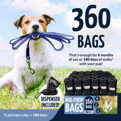 Reli 360-pack dog bags with 24 rolls keeps walks prepared.