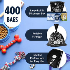 Reli opaque black design bags with tear here dispenser enable quick pickup